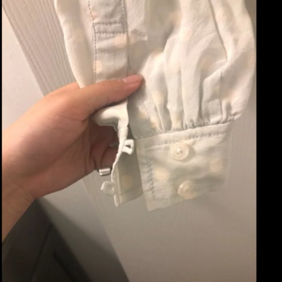 Tory Burch Button Down Pola Dot Silk Shirt Sz 0 - Picture 5 of 9